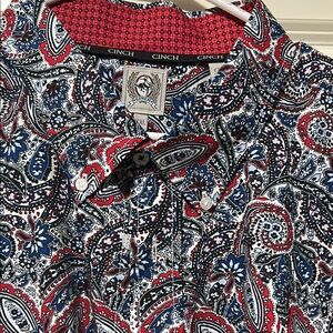 Cinch Men's Paisley Shirt - Red, Blue, Black